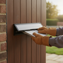 Premium Internal Draught Excluder Letterbox 12" with Adjustable Sleeve for Door Thickness 40-80mm - Black/Silver Finish