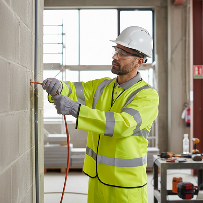 Premium Hi-Vis Long Sleeve Jerkin - Bright Saturn Yellow for Safety