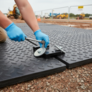 Dark Gray Heavy Duty Hand Hole Connectors with Large Washer and Bolts for Ground Mats