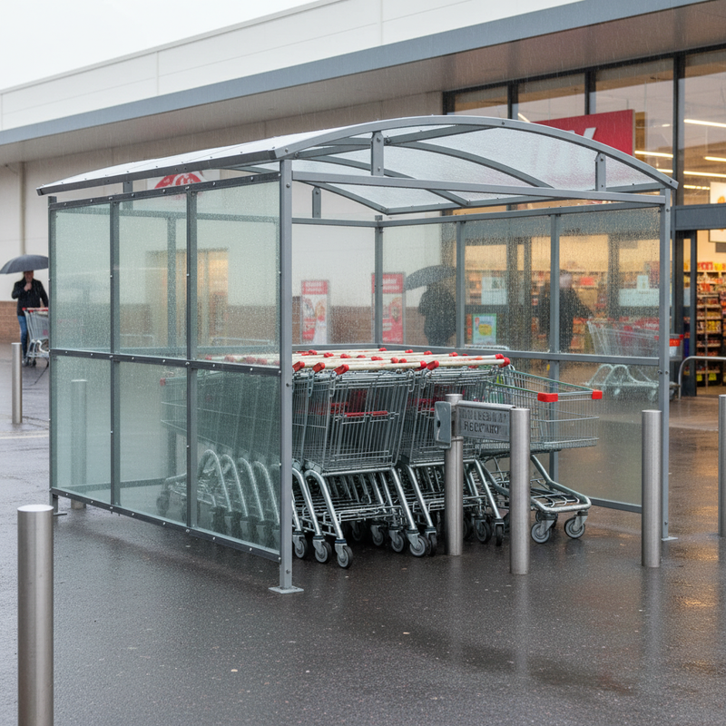 Dim Gray Premium Trolley Shelter with Clear PETG Cladding from 1m to 5m