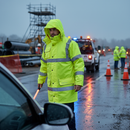 Light Slate Gray High-Visibility Fleece Lined Traffic Jacket with Concealed Hood