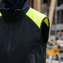 Hi-Vis Stretch Work Vest with Reflective Panels - Black/Neon Yellow