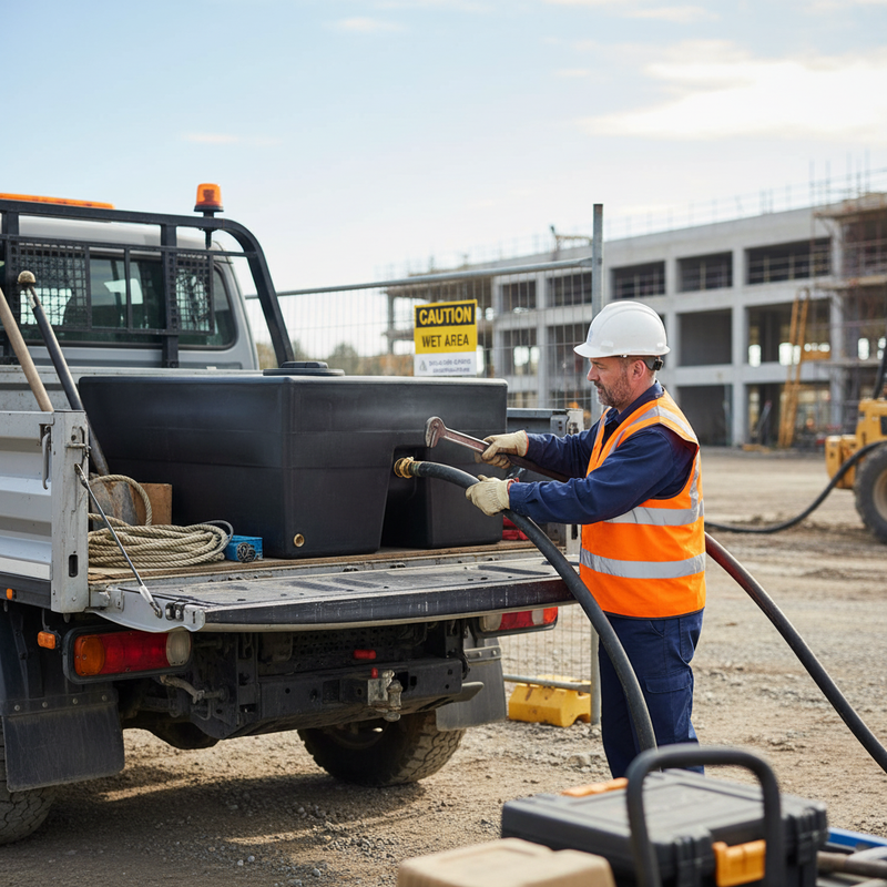 Light Gray Premium 400 Litre Baffled Water Storage Tank - Slimline Design