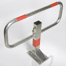 Drop Down Frame Parking Post 68mm Galvanised Steel with Red Bands (view 2)