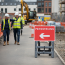 Rosy Brown Premium Pedestrians Arrow Left Quick-Fit Sign Face for Directional Guidance