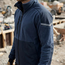 Windproof Fleece Work Jacket with Reinforced Panels - Navy/Dark Navy