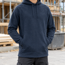 Lightweight Terry Hoodie with Mesh-Lined Hood - Dark Navy Melange