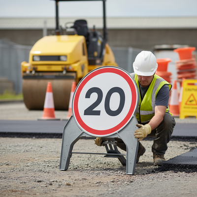 Premium 20mph 750mm Q-Sign for Traffic Safety Management