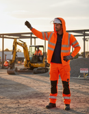 Dim Gray Premium Hi-Vis Hooded Zipped Sweatshirt - Orange