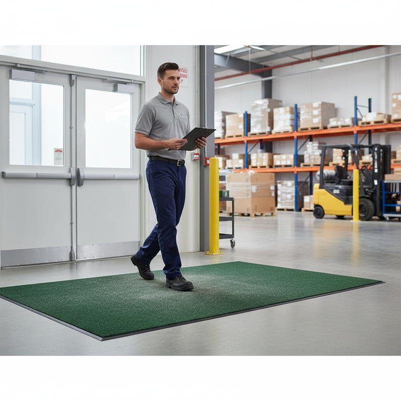 Gray Premium Dust Control Plushway Entrance Mat - Green