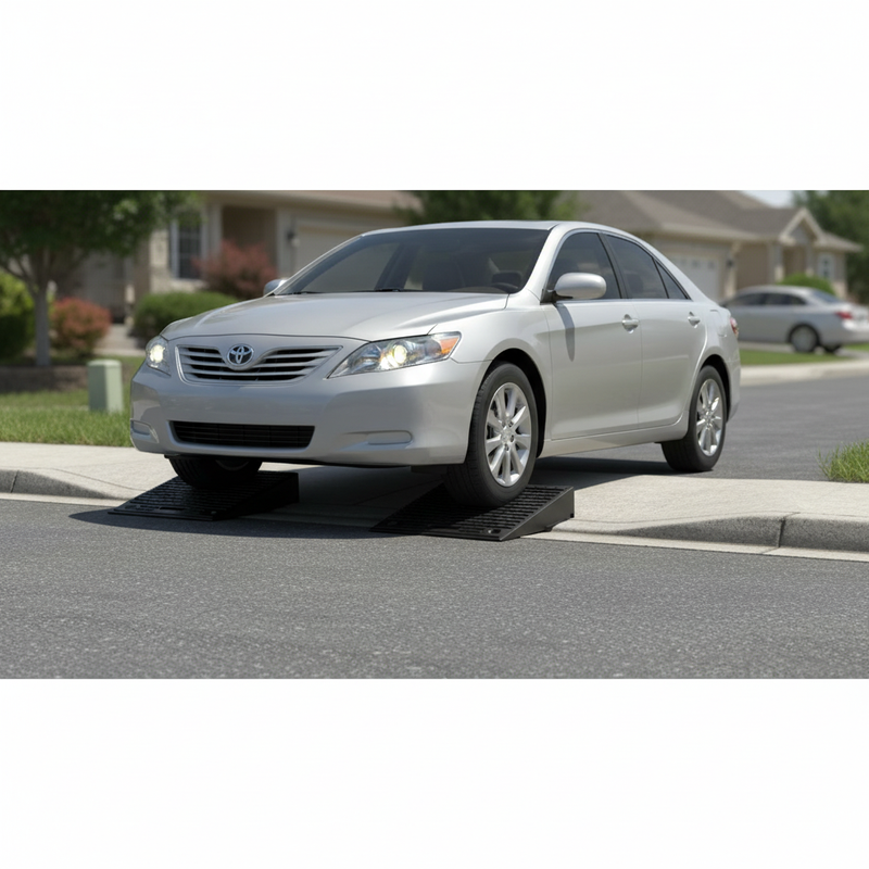 Slate Gray Pack of 2 Heavy Duty Kerb Access Ramps - 6" Rise for Wheelchair Access