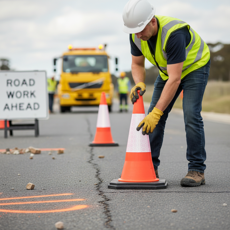 Rosy Brown 750mm Heavy Duty 2-Piece Traffic Cone with High Durability