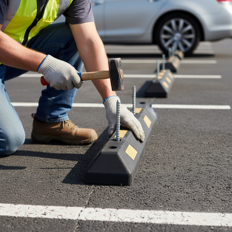 Dim Gray Heavy Duty Rebar Spikes for Secure Parking Wheel Stops