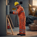 Dark Slate Gray High-Performance Disposable Collared Coverall - Fluorescent Orange