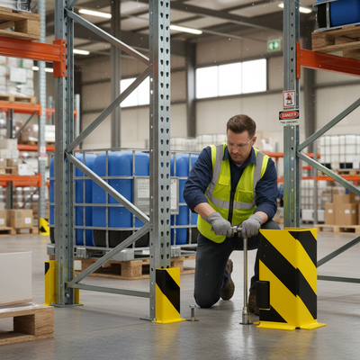 Heavy Duty Pallet Rack End Frame Protectors with Guide Roller