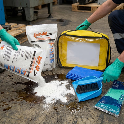 Super Absorbent Spill Kit 10 Litre with Granules, Gloves and Tools