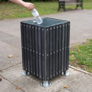 112 Litre Square Plastic Slatted Open Top Litter Bin, 457 × 686 mm