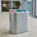 270 Litre Triple-Compartment Internal Recycling Bin, Galvanised Steel