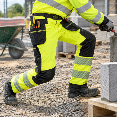 Hi-Vis Class 2 Stretch Holster Pocket Trousers, Hi-Vis Yellow/Black