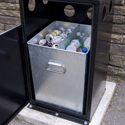 100 litre 50/50 split recycling bin, 2mm steel, lockable