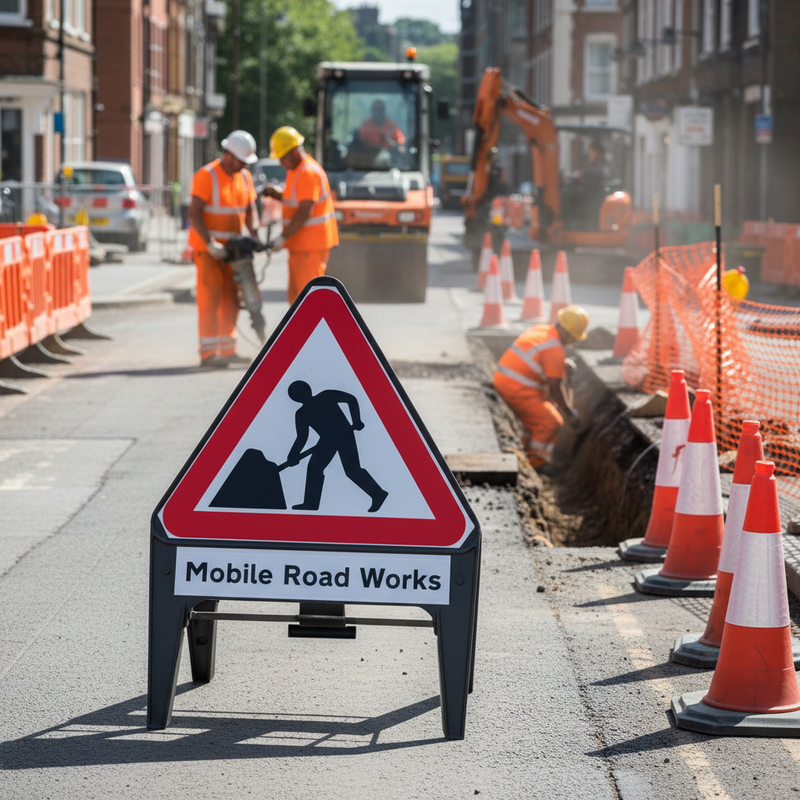 Dark Gray Heavy Duty Mobile Road Works Supplementary Plate 750mm Q-Sign