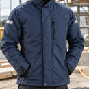 Insulated Work Jacket, Fleece Collar, Stretch Panels - Navy/Black (view 2)