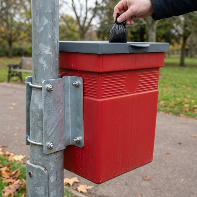 30 Litre dog waste bin, post or wall mounted, MDPE