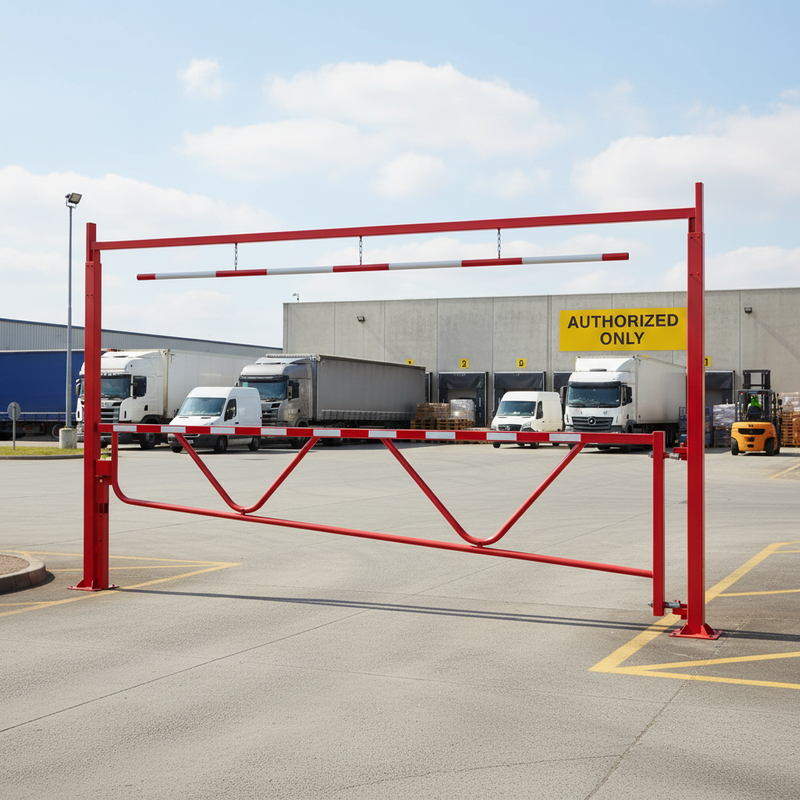 Light Gray Heavy Duty Fixed Height Vehicle Restrictor with Swing Gate for Safe Access Control