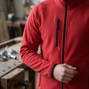 Low-Shedding Fleece Work Jacket with Raglan Sleeves - Chili Red