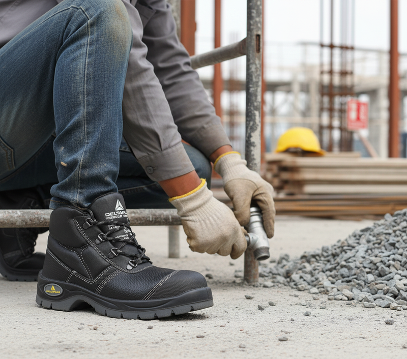 Gray Heavy Duty S3 SRC Bumper Safety Work Boots for Industrial Use