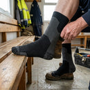 Heavy Wool Work Socks with Reinforced Shin and Ankle - Black/Grey