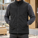 Softshell Stretch Work Vest with Multiple Pockets - Black