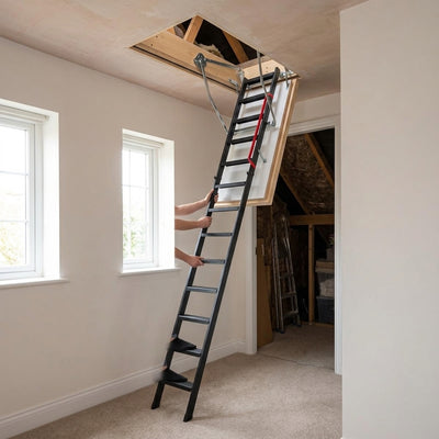Fire Resistant Metal Loft Ladder 60 Min Rating, 2800mm & 3050mm