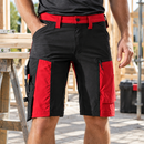 Stretch Work Shorts with Multiple Pockets - Chili Red/Black
