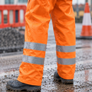 Waterproof Hi-Vis PU Rain Trousers - Class 2 - Orange or Yellow/Navy (view 2)