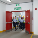 Dark Gray Premium Fire Safety Exit Sign with Running Man for Emergency Evacuation