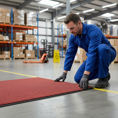 Machine Washable Heavy Duty Lustre Mat - Red, 9mm Thick