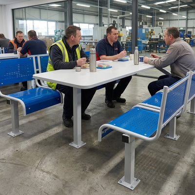 6-Seater Canteen Bench Unit with Steel Seats – Fully Welded