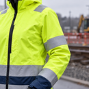 Women's Waterproof High-Visibility Shell Coat Yellow/Navy (view 2)