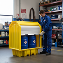 Dark Slate Gray Premium Hard Covered 2 Drum Bund Pallet with Lockable Roller Shutter Door - 230L