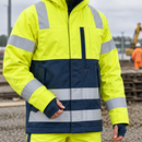 Hi-Vis Yellow/Navy Flame Retardant Waterproof Shell Work Jacket (view 2)