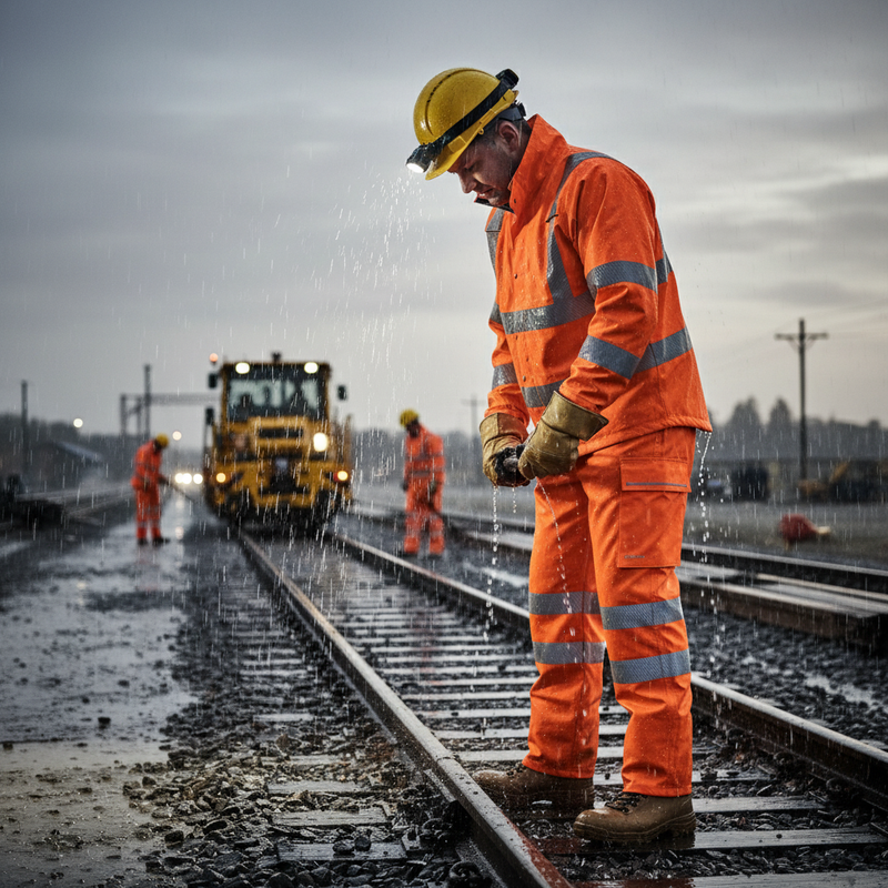 Dark Gray High-Performance Ripstop Breathable Waterproof Rail Overtrouser - Orange