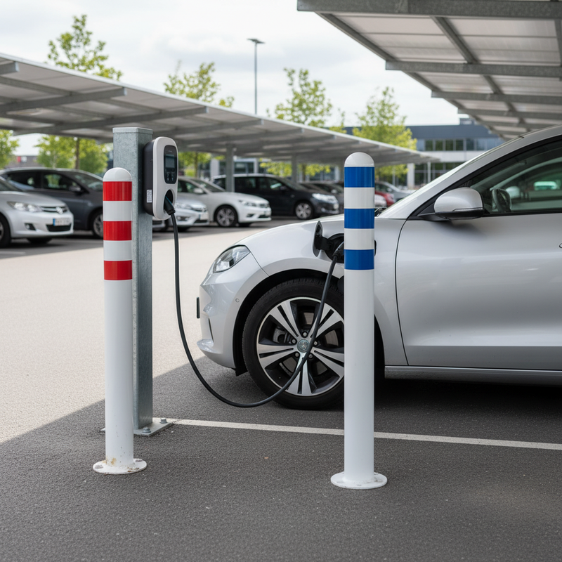 Dim Gray Premium Powder Coated EV Charging Point Protection Bollards