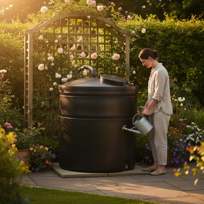 Dark Slate Gray Large Heavy Duty 2000 Litre Cylindrical Non-Potable Water Storage Tank