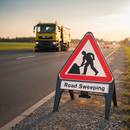 Dim Gray Heavy Duty Road Sweeping Supplementary Plate 750mm Q-Sign