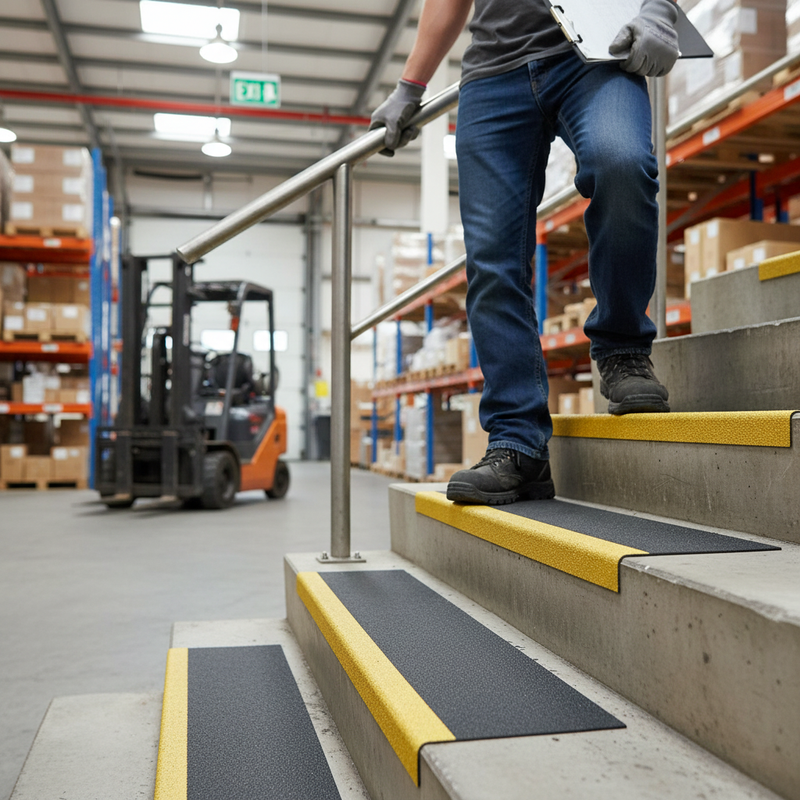 Slate Gray Heavy Duty Anti-Slip Stair Tread Covers - 55mm x 345mm for Enhanced Safety