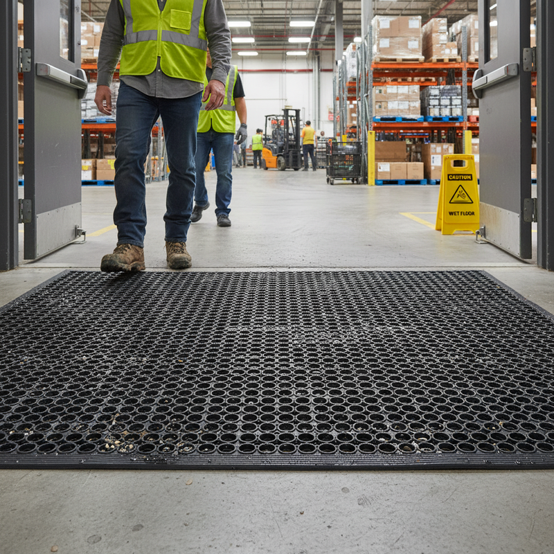 Dim Gray Heavy Duty Rubber Entrance Mat for Busy Entrances