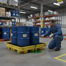 Dark Slate Gray Heavy Duty Low Profile Plastic 4 Drum Spill Pallet