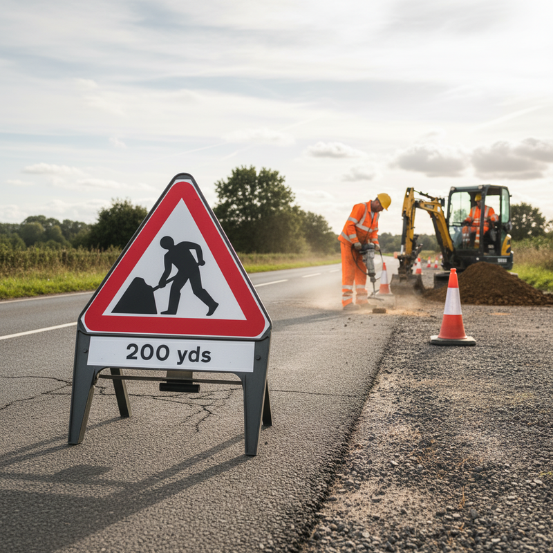 Light Gray Heavy Duty 200 Yards Supplementary Plate with Q-Sign 750mm