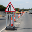 Dark Gray Road Narrows Left Quick-Fit Sign Face Diagram 517L - High Visibility Traffic Safety